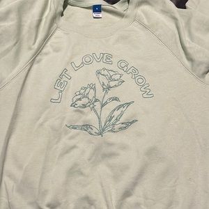 Let Love Grow- Sage Green Crew Neck, Long Sleeve